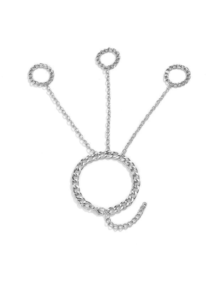 Men’s Chain Detail Mittens Ring Silver / ONE SIZE Rings