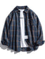 Men’s Checkered Long Sleeve Button Shirt Navy Blue / M Shirts
