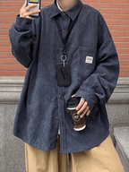 Men’s Corduroy Loose Button Down Shirt Tops&Tees