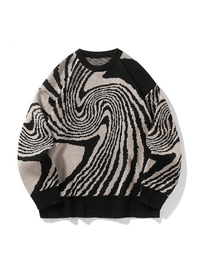 Men’s Crew Neck Jacquard Knit Sweater Black / M Sweaters Main image