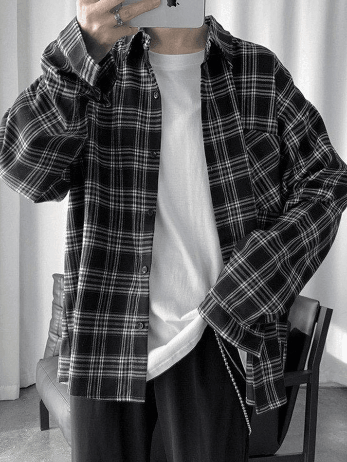 Men's Long Sleeve Checkered Button Shirt Secondary image