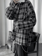 Men’s Long Sleeve Checkered Button Shirt Tops&Tees