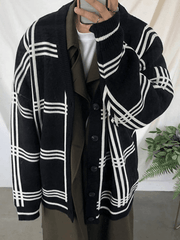 Men’s V Neck Checkered Cardigan Sweaters