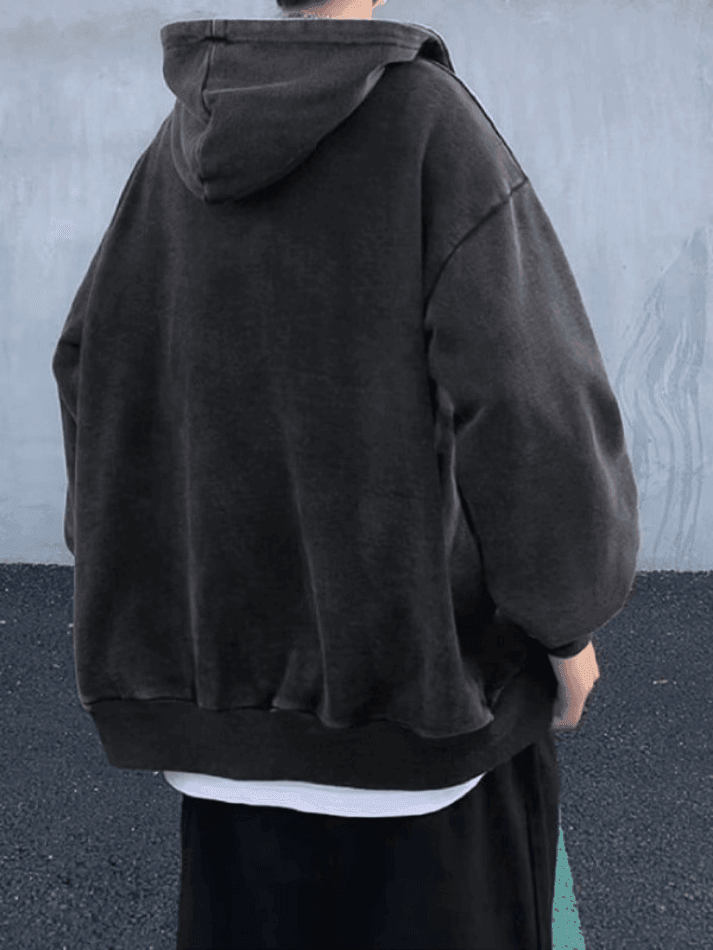 Men's Vintage Wash Black Zip-Up Hoodie Secondary image