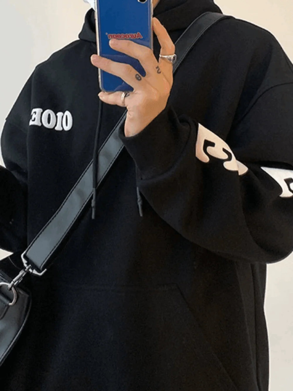 Men’s Alphabet Graphic Pullover Hoodie Sweatshirts & Hoodies L