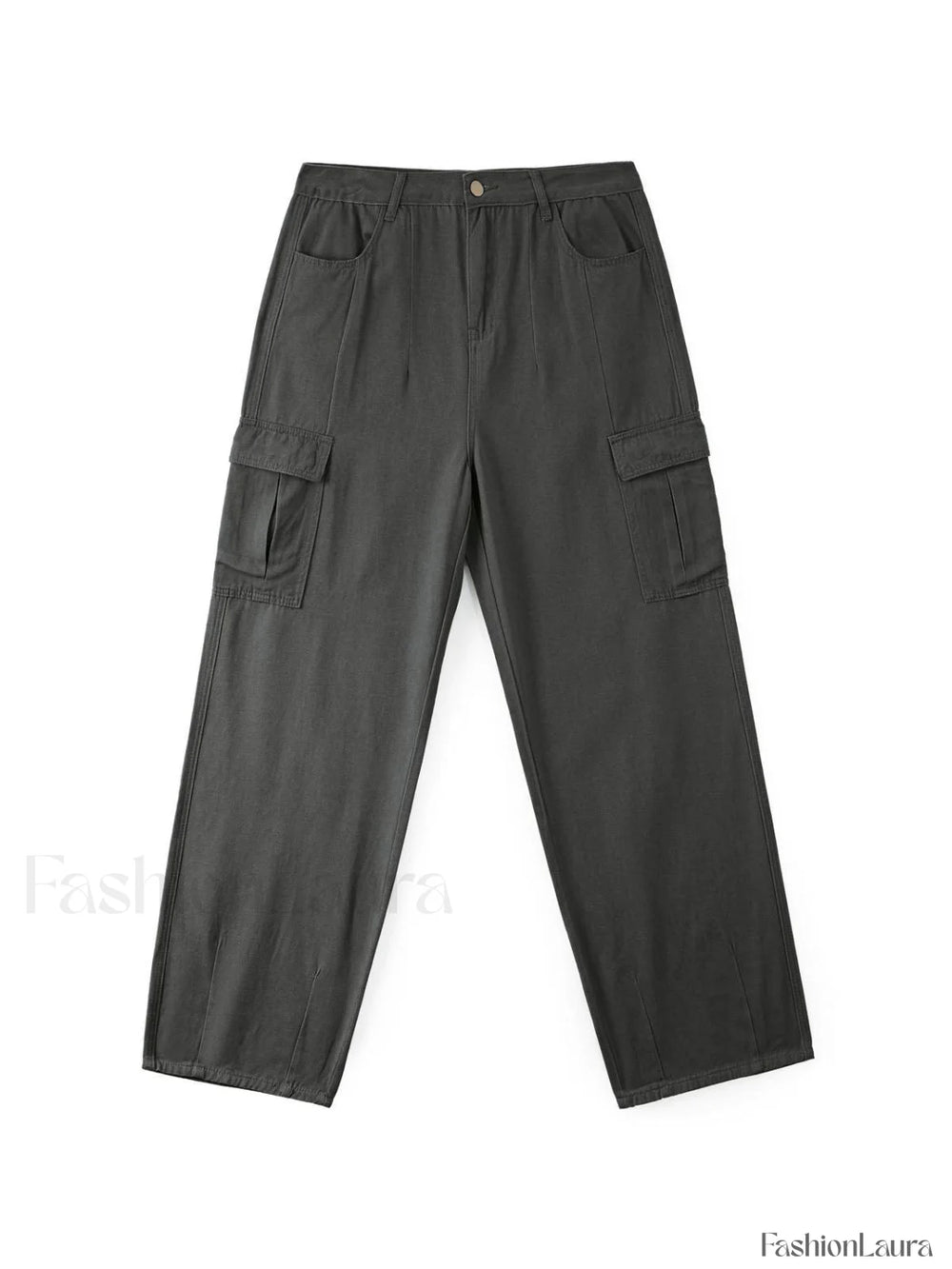 Men’s Cargo Pocket Patched Straight Leg Jeans loose jeans