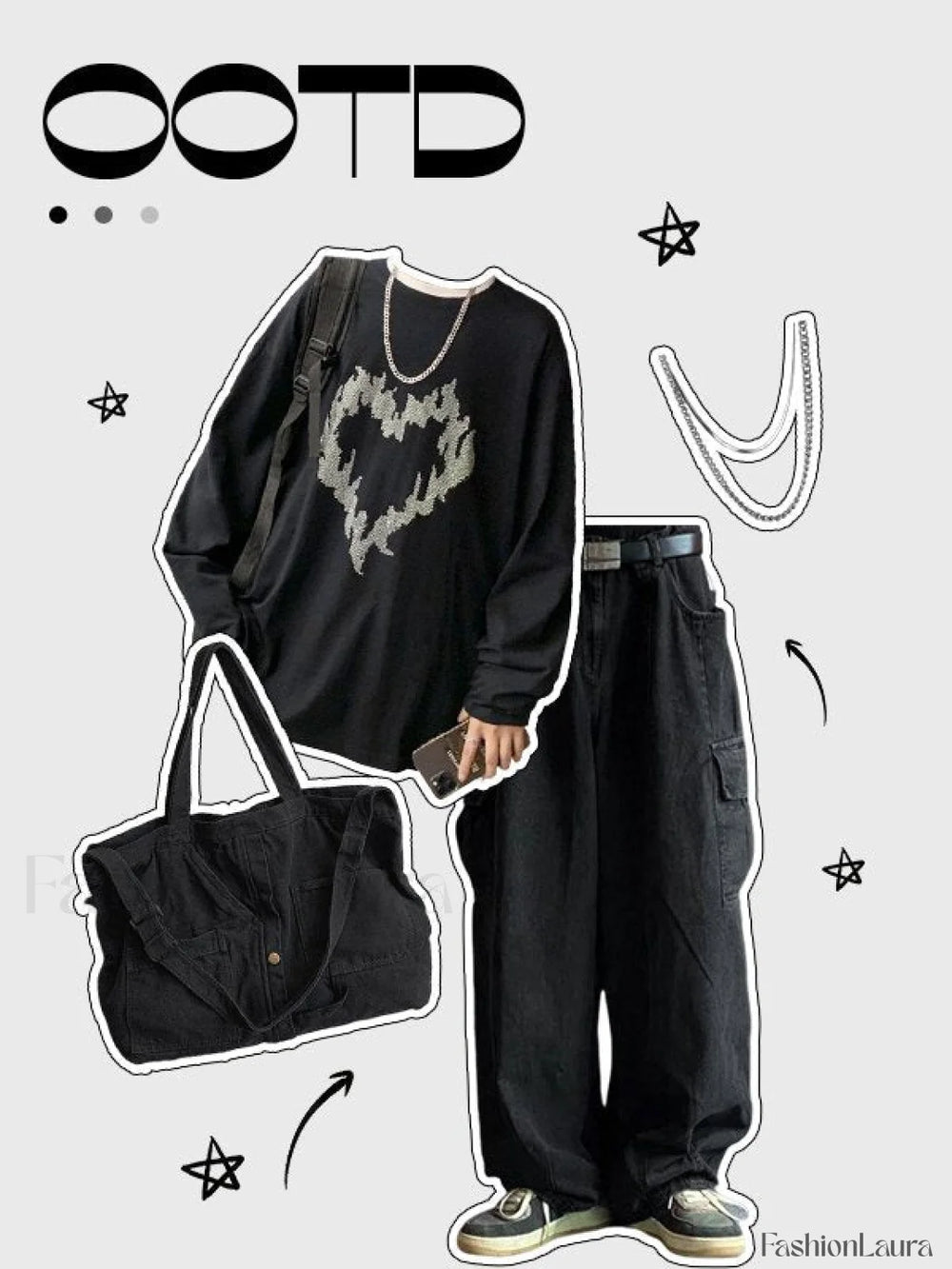 Men’s Cargo Pocket Patched Straight Leg Jeans loose jeans