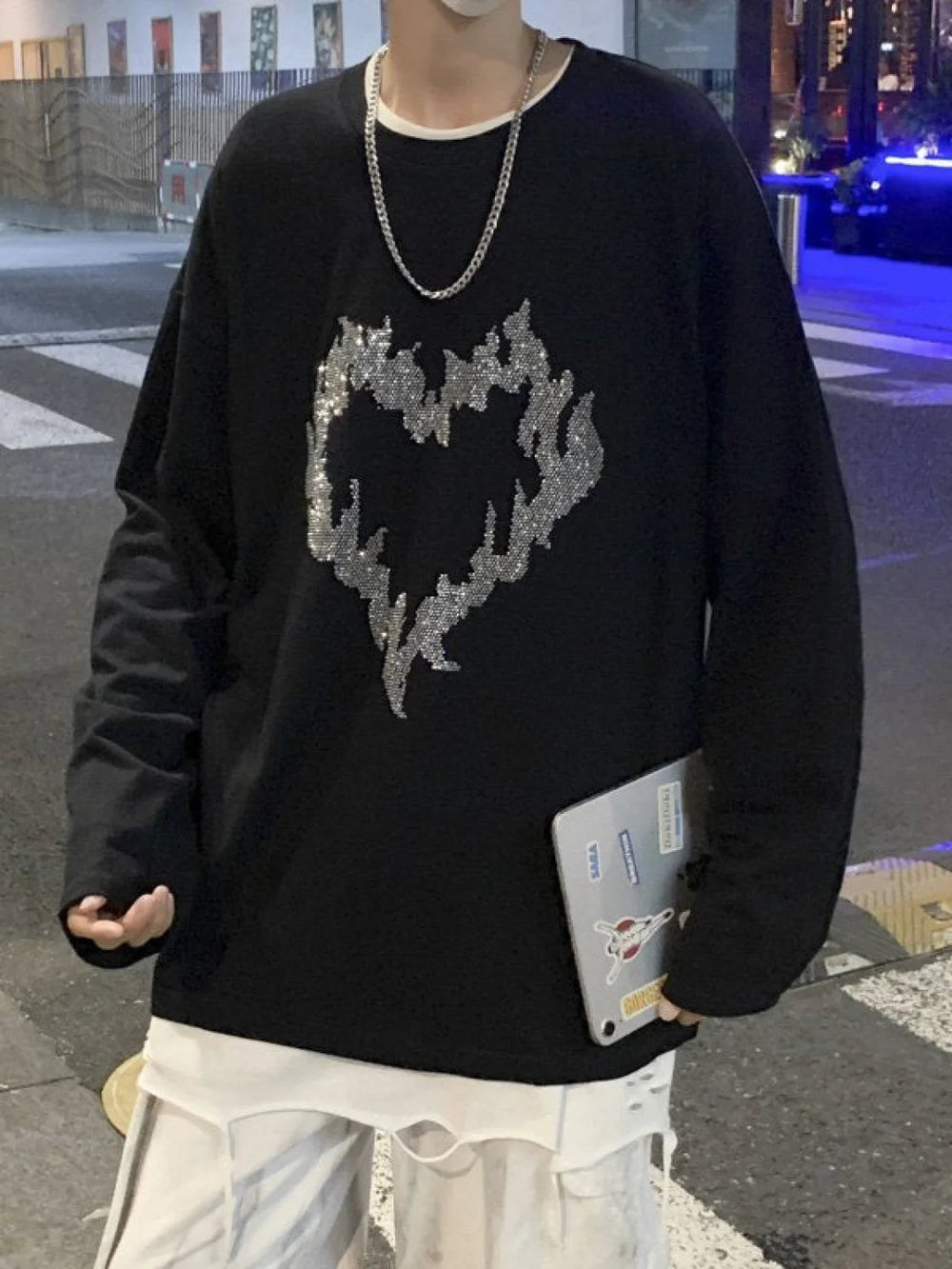 Men’s Cargo Pocket Patched Straight Leg Jeans loose jeans