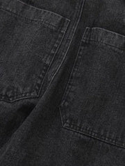 Men’s Cargo Pocket Patched Straight Leg Jeans loose jeans