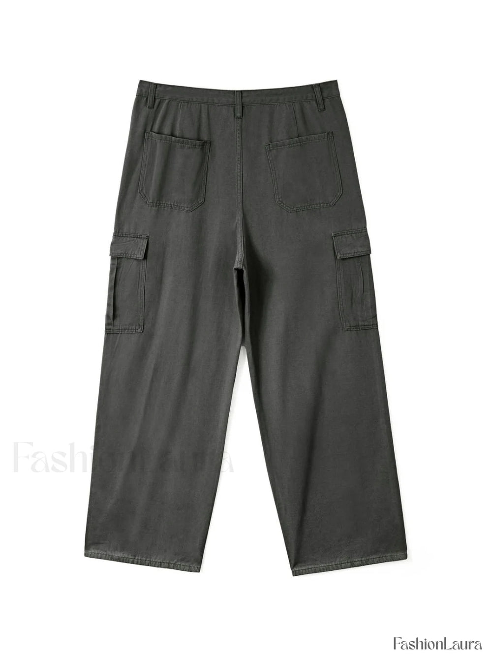 Men’s Cargo Pocket Patched Straight Leg Jeans loose jeans