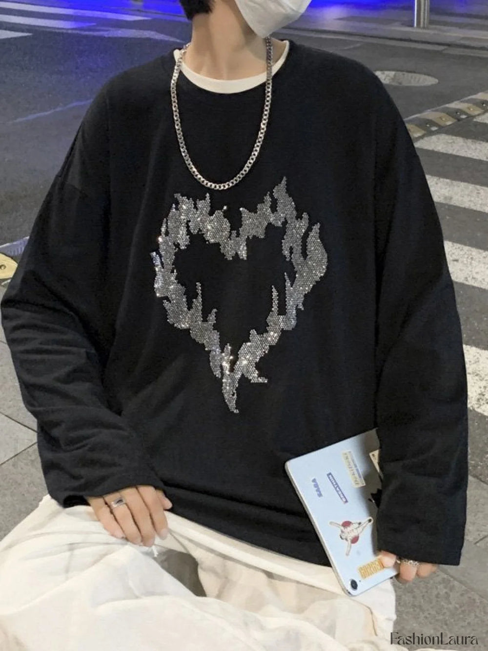 Men’s Cargo Pocket Patched Straight Leg Jeans loose jeans