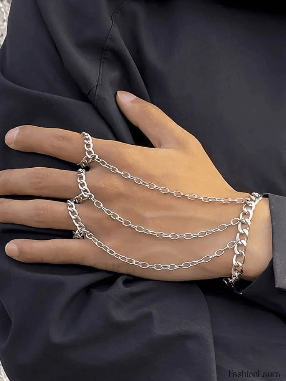 Men’s Chain Detail Mittens Ring Silver / ONE SIZE Rings