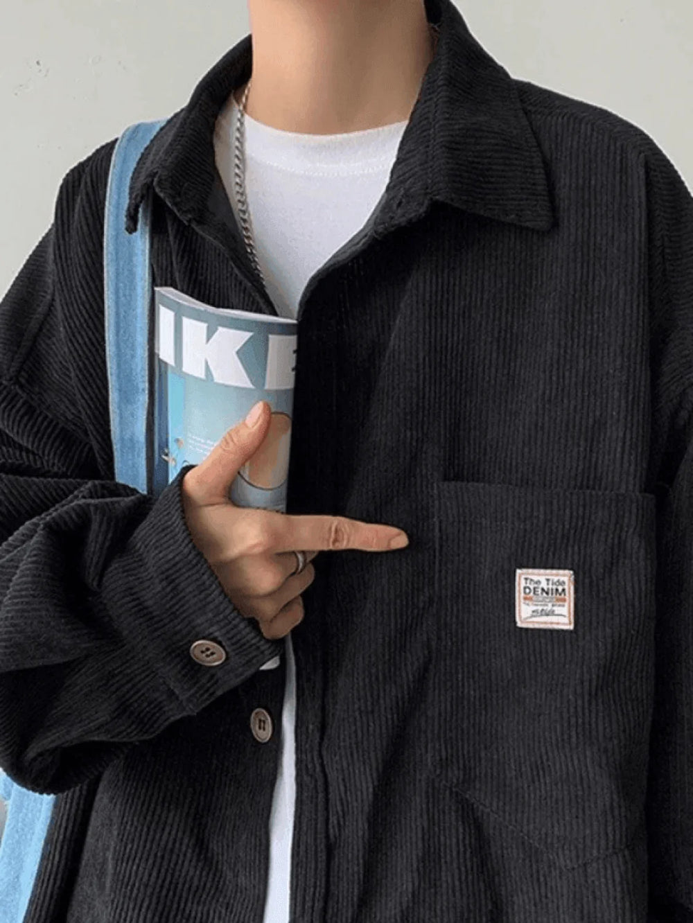 Men’s Corduroy Loose Button Down Shirt Tops&Tees