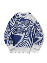 Men’s Crew Neck Jacquard Knit Sweater Blue / M Sweaters