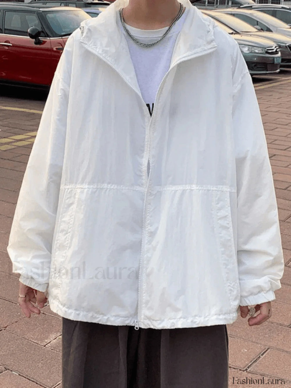 Men’s Lightweight Zipper Hooded Jacket White / M Jackets