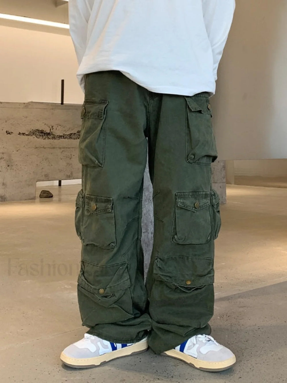 Men’s Multi Pockets Loose Cargo Pants Green / XL Cargo Pants