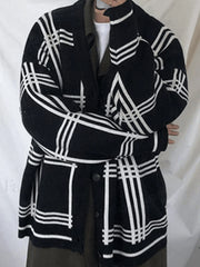Men’s V Neck Checkered Cardigan Black / M Sweaters