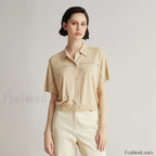 Merino Wool Silk High End T Shirt Apricot / S