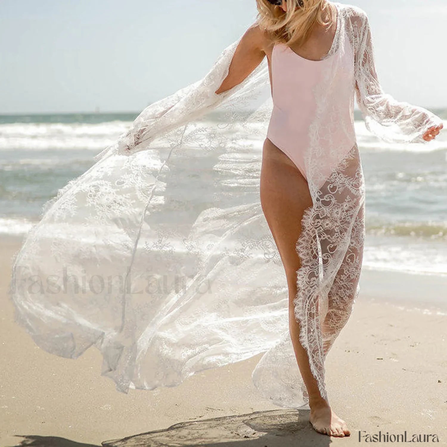 Mesh Lace Long Sleeve Cover Up Secondary image