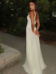 Mesh Metal Buckle Skinny Maxi Dress