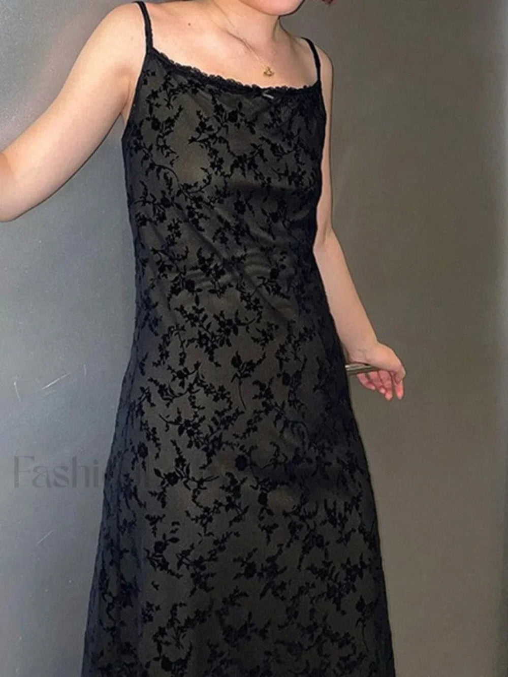 Mesh Paneled Floral Maxi Dress Maxi Dresses