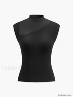 Mesh Patchwork Sleeveless Top Knit Tops