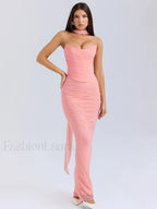 Mesh Patchwork Two Piece Maxi Dress
