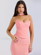 Mesh Patchwork Two Piece Maxi Dress