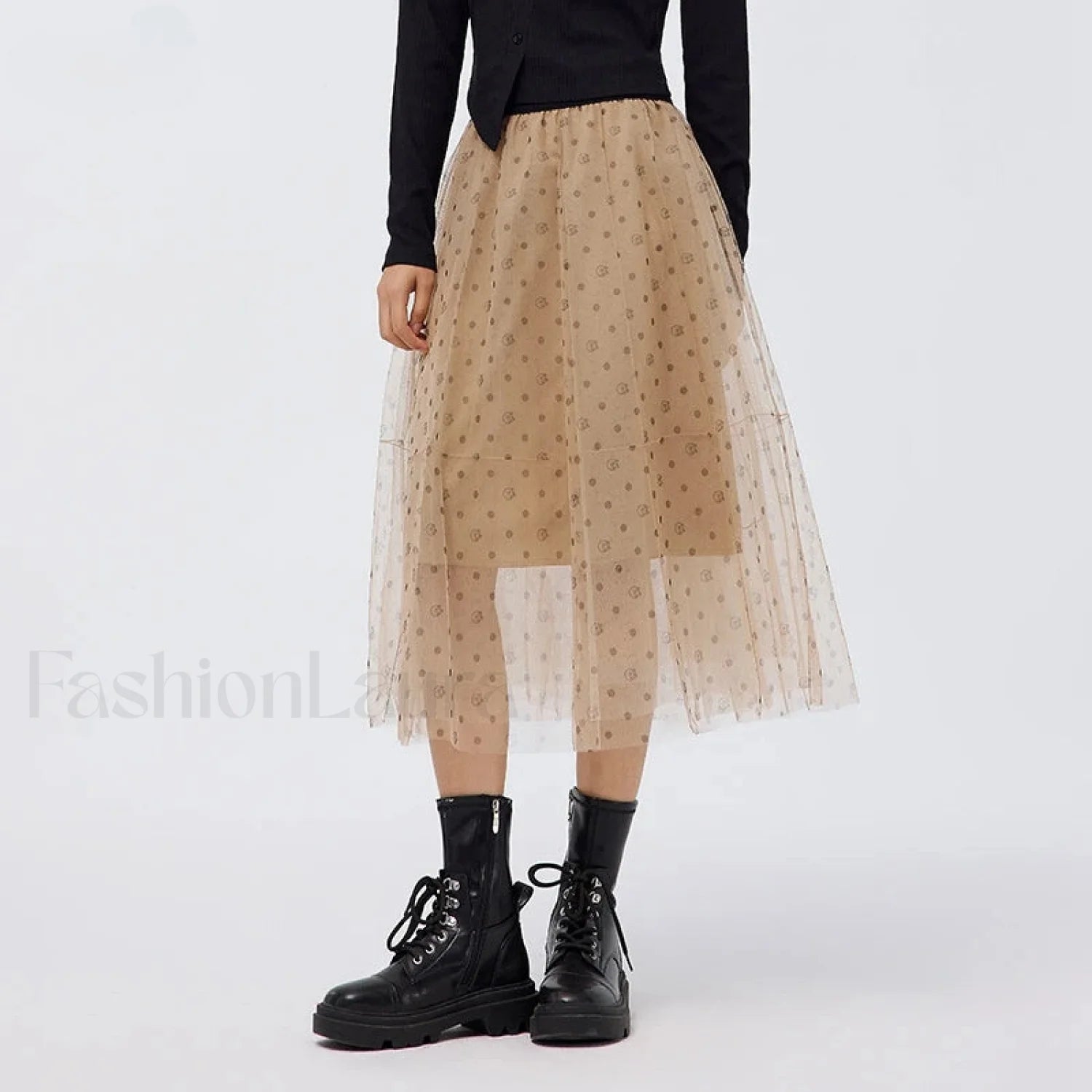 Mesh Polka Dot Umbrella Skirt Secondary image