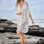 Mesh Sheer 3/4 Sleeve Cover Up