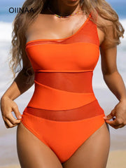 Mesh Sheer Orange One Piece