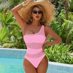 Mesh Sheer Orange One Piece Pink / S