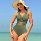 Mesh Spliced Lace Up Backless One Piece color 6 / S