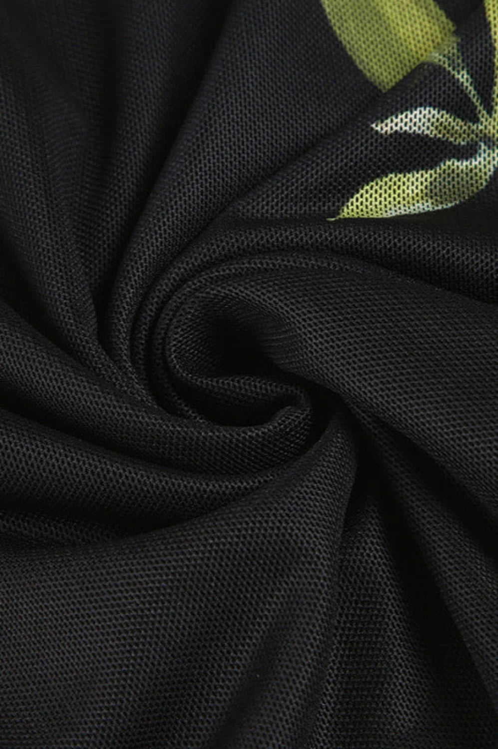 Mesh Stitching Irregular Pleated Plant Print Maxi Dress