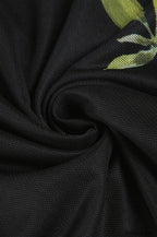 Mesh Stitching Irregular Pleated Plant Print Maxi Dress