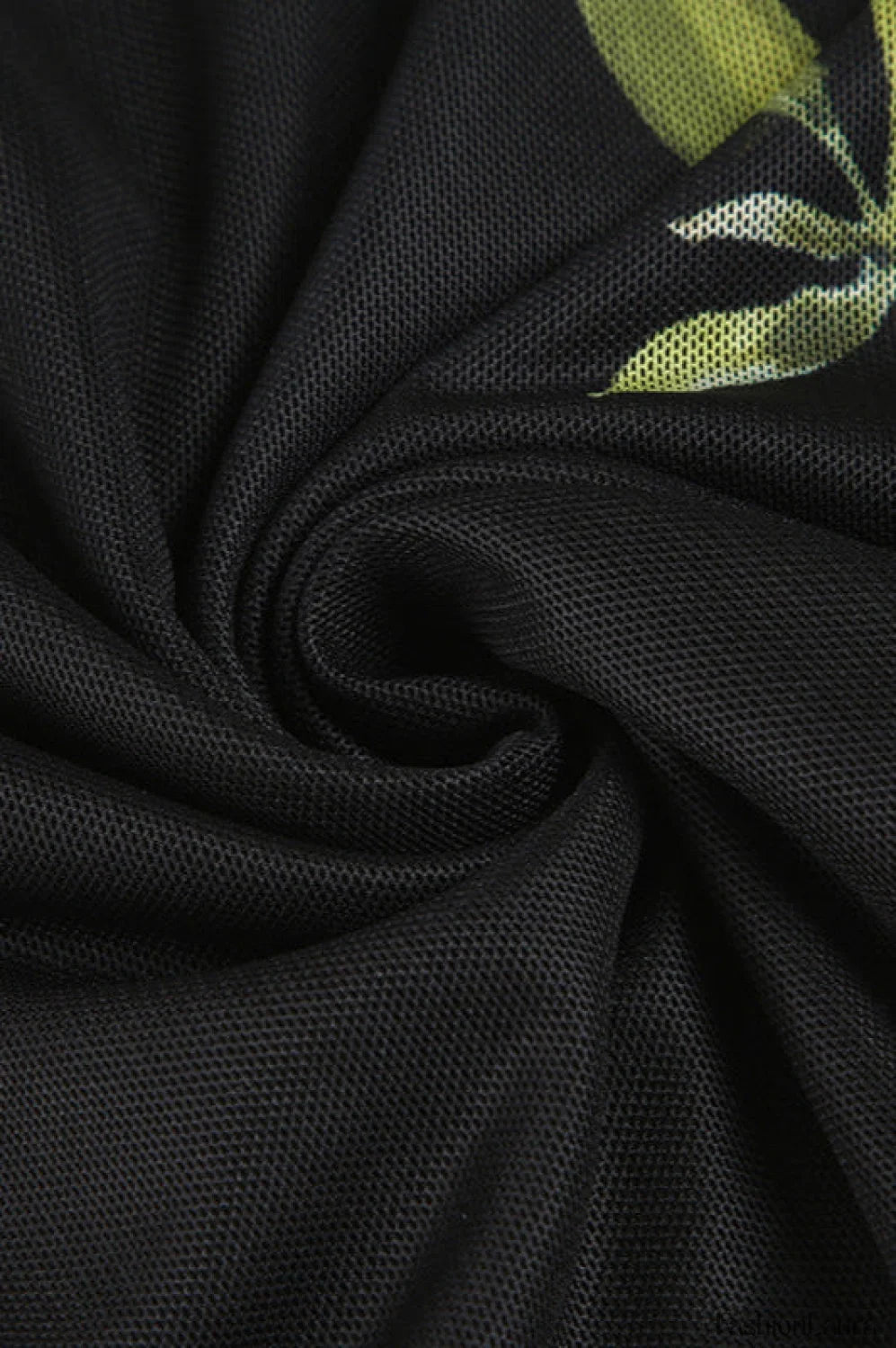Mesh Stitching Irregular Pleated Plant Print Maxi Dress