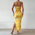Mesh Wrap Split Floral Dress