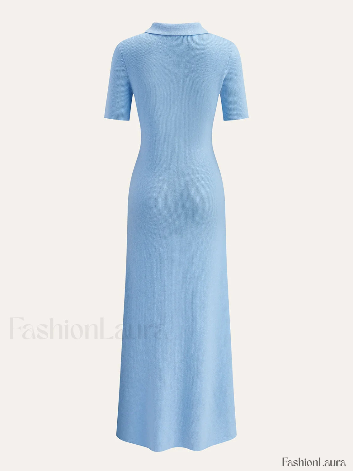 Metal Button Collar Midi Dress Knit Dresses