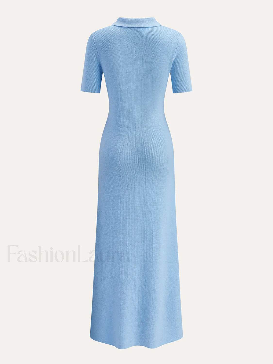 Metal Button Collar Midi Dress Knit Dresses