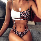 Metal Chains Tummy Leopard One Piece WhiteLeopard / S