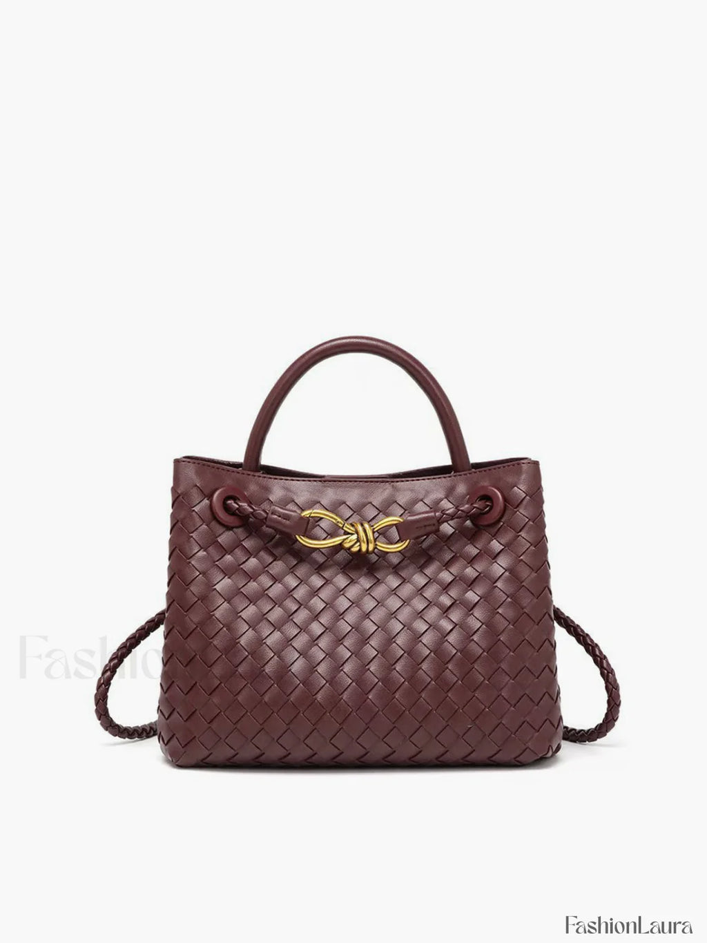 Metal Twist Detail Handle Bag Burgundy / One Size Bag