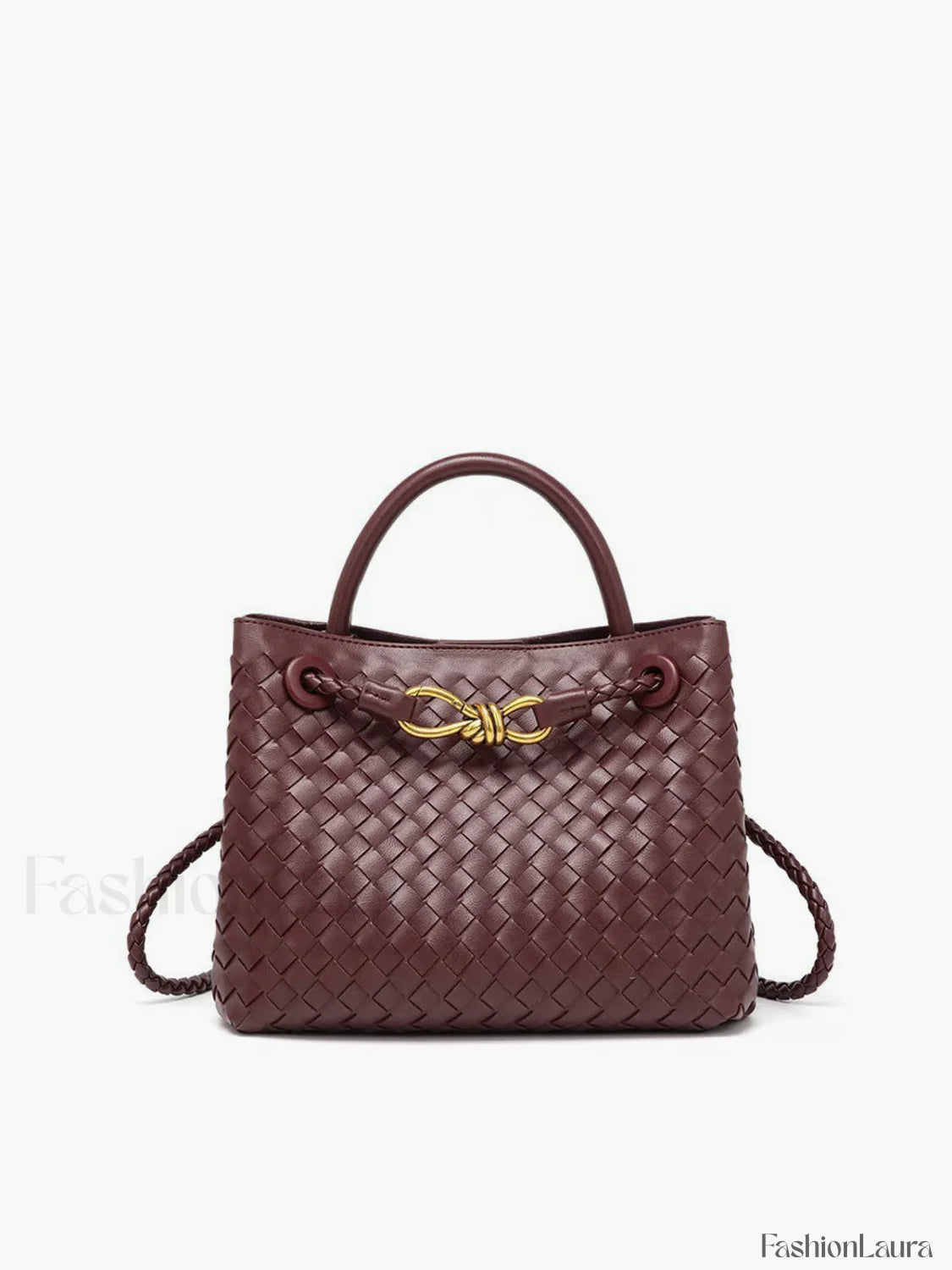 Metal Twist Detail Handle Bag Burgundy / One Size Bag