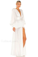 Michele Satin Stylish Formal Maxi Dress