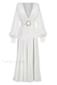 Michele Satin Stylish Formal Maxi Dress XS / White