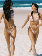 Micro Grid Thong Bikini Set