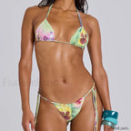 Micro Print Thong Bikini Set green / S