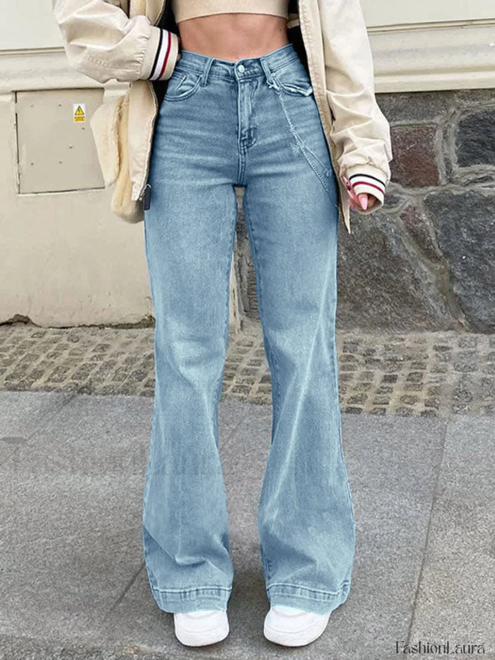 Mid Waist Washed Boyfriend Jeans Blue / S Boyfriend Jeans