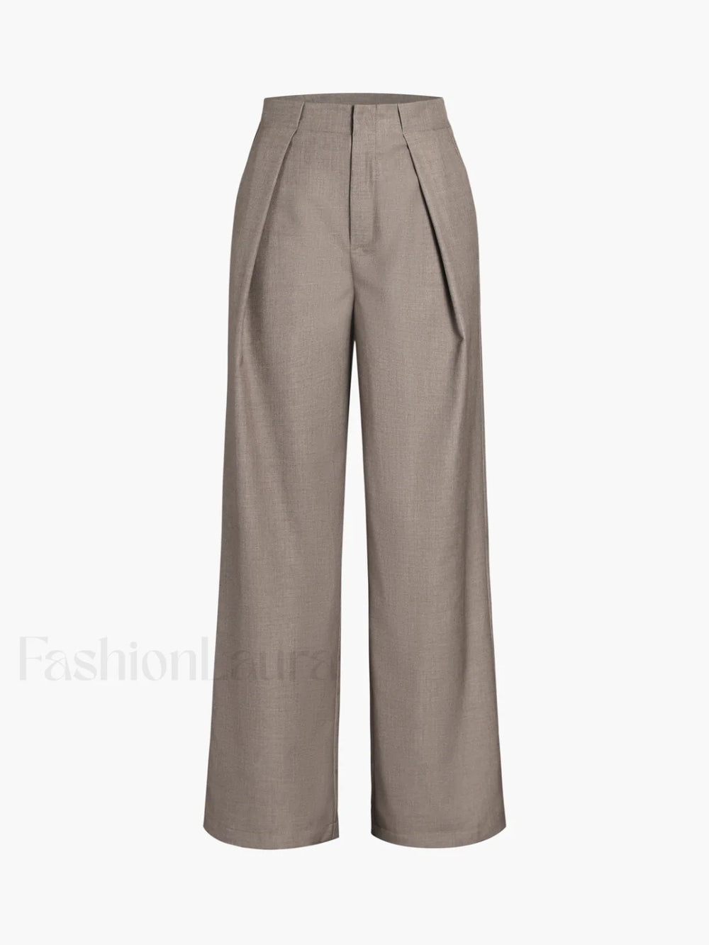 Middle Waist Solid Trendy Pocket Straight Leg Pants Khaki / XS Pants