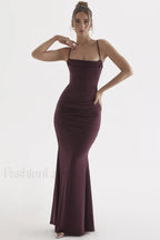 Milena Elegant Herringbone Dress XS / Black Cherry