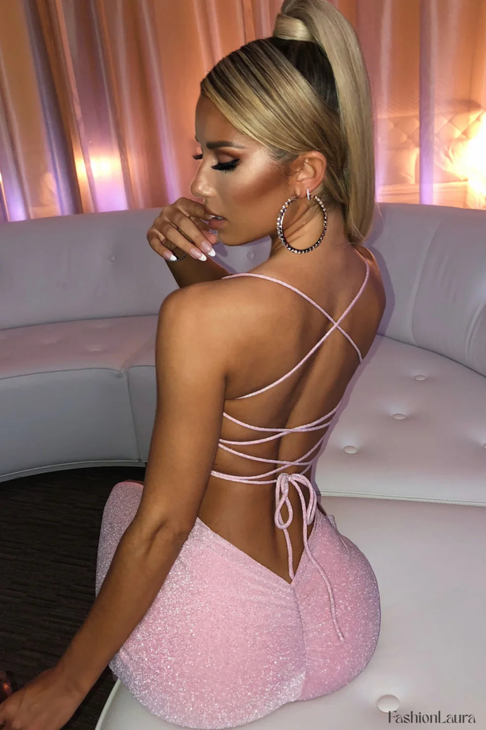 Miley Maxi Stylish Sparkle Dress S / Pink Sparkle